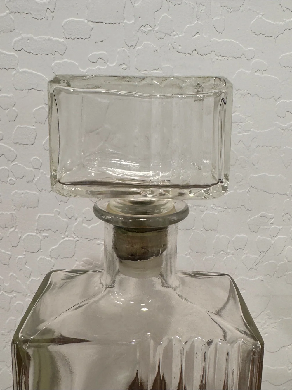 Vintage Seagrams Whiskey Clear Glass Decanter Ribbed Detail Clear Bar Cart MCM
